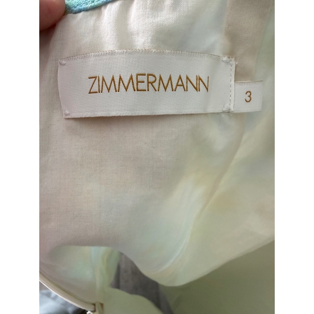 SOLD OUT Zimmermann Green and Blue Floral Ruffle Midi Dress Size 3 - Picture 6 of 13